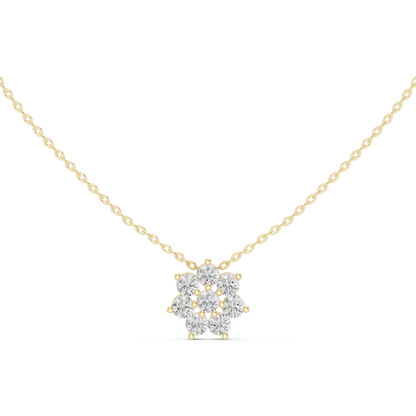 1.32ctw Solid Gold Round Cut Diamond Flower Cluster Pendant