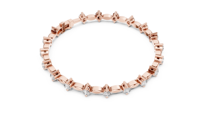 Celestial Radiance: Yellow Gold Solitaire Diamond Bracelet with Marquise-Link Bale