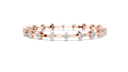 Celestial Radiance: Yellow Gold Solitaire Diamond Bracelet with Marquise-Link Bale