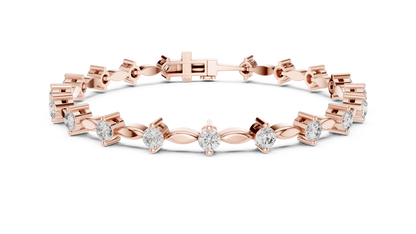 Celestial Radiance: Yellow Gold Solitaire Diamond Bracelet with Marquise-Link Bale