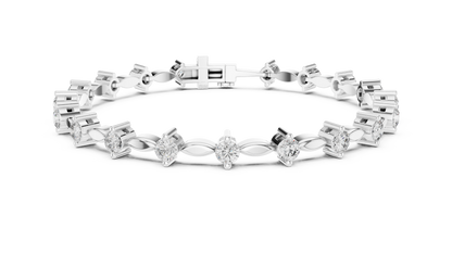 Celestial Radiance: Yellow Gold Solitaire Diamond Bracelet with Marquise-Link Bale