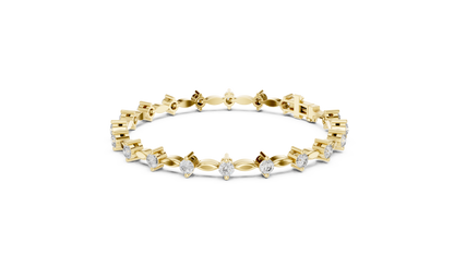 Celestial Radiance: Yellow Gold Solitaire Diamond Bracelet with Marquise-Link Bale