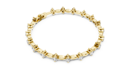 Celestial Radiance: Yellow Gold Solitaire Diamond Bracelet with Marquise-Link Bale