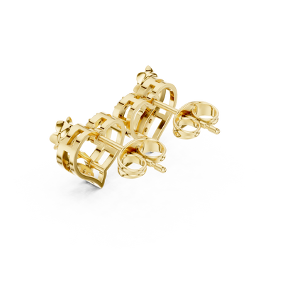 Yellow Gold Diamond Floral Open Heart Statement Stud Earrings - 0.14ctw