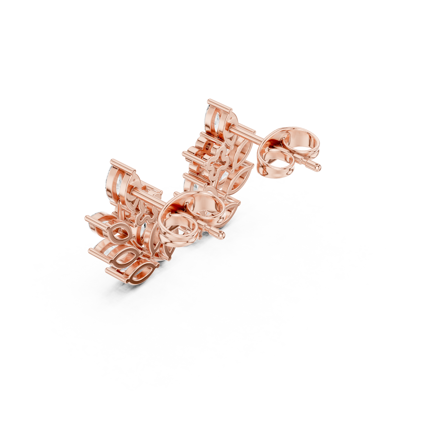 0.77CTW Elegant Marquise Leaf & Floral Cluster Earrings in White Gold Stud