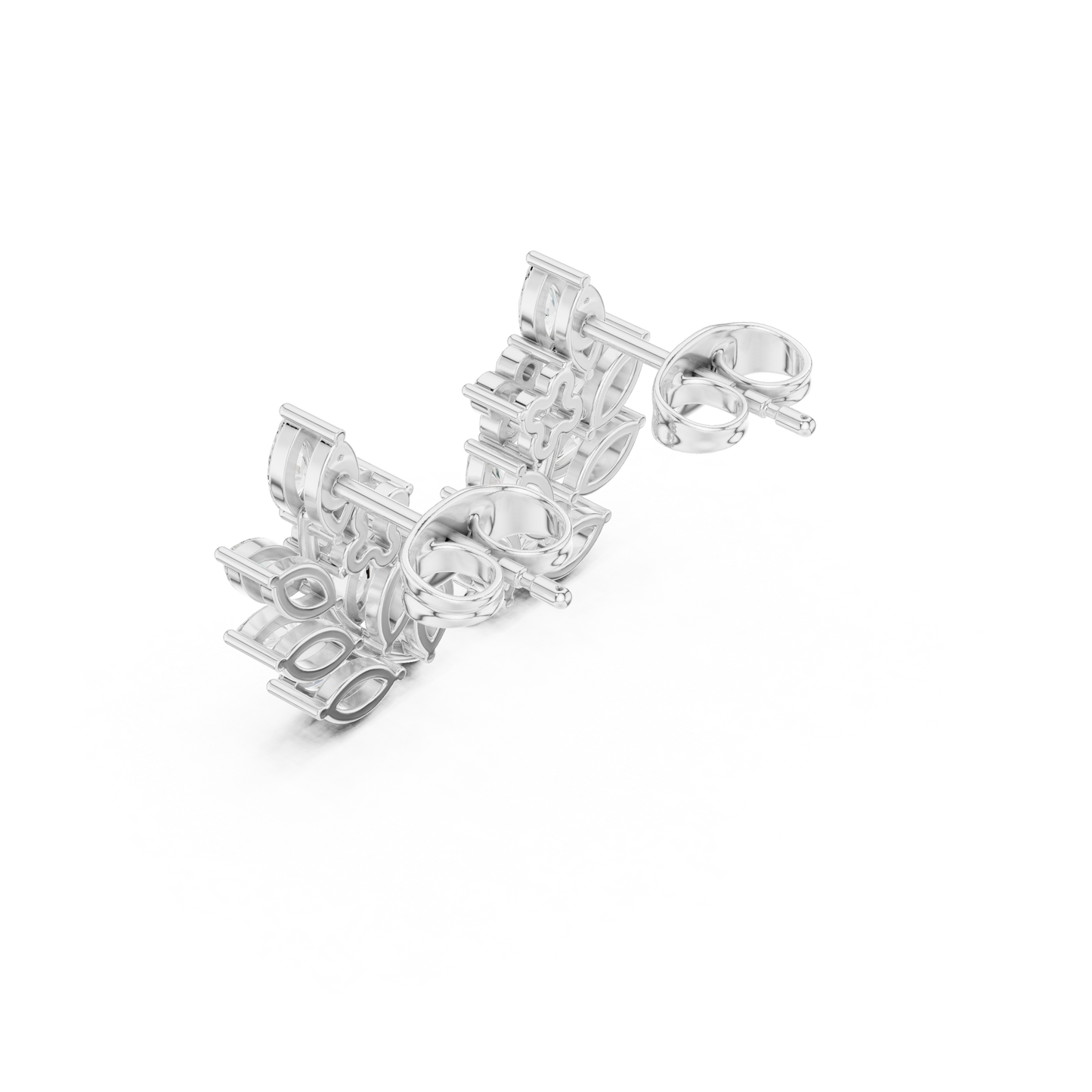 0.77CTW Elegant Marquise Leaf & Floral Cluster Earrings in White Gold Stud