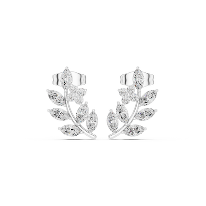 0.77CTW Elegant Marquise Leaf & Floral Cluster Earrings in White Gold Stud