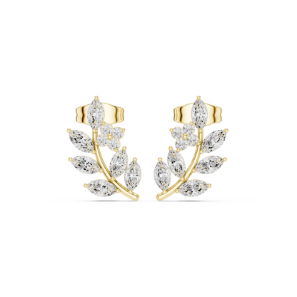 0.77CTW Elegant Marquise Leaf & Floral Cluster Earrings in White Gold Stud