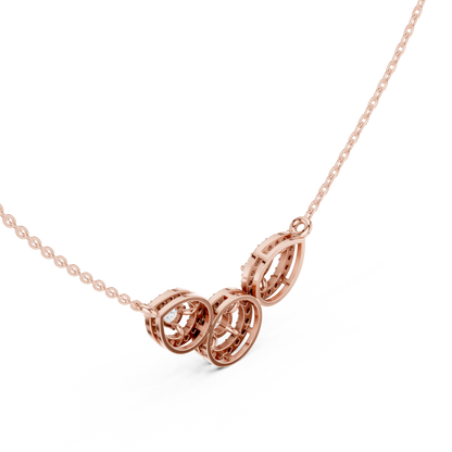 1.11ctw Solid Gold Modern Diamond Mangalsutra Trio Halo Pendant Necklace