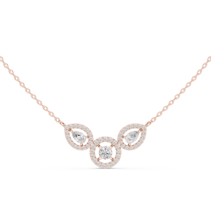 1.11ctw Solid Gold Modern Diamond Mangalsutra Trio Halo Pendant Necklace