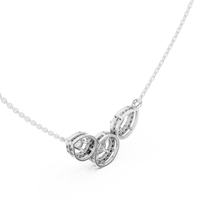 1.11ctw Solid Gold Modern Diamond Mangalsutra Trio Halo Pendant Necklace