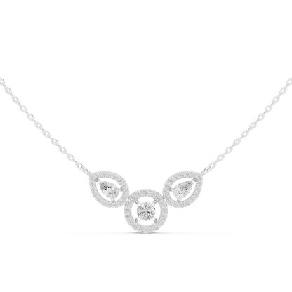 1.11ctw Solid Gold Modern Diamond Mangalsutra Trio Halo Pendant Necklace