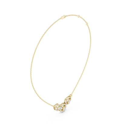 1.11ctw Solid Gold Modern Diamond Mangalsutra Trio Halo Pendant Necklace