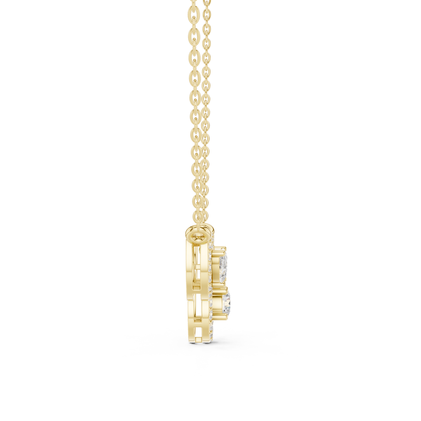 1.11ctw Solid Gold Modern Diamond Mangalsutra Trio Halo Pendant Necklace