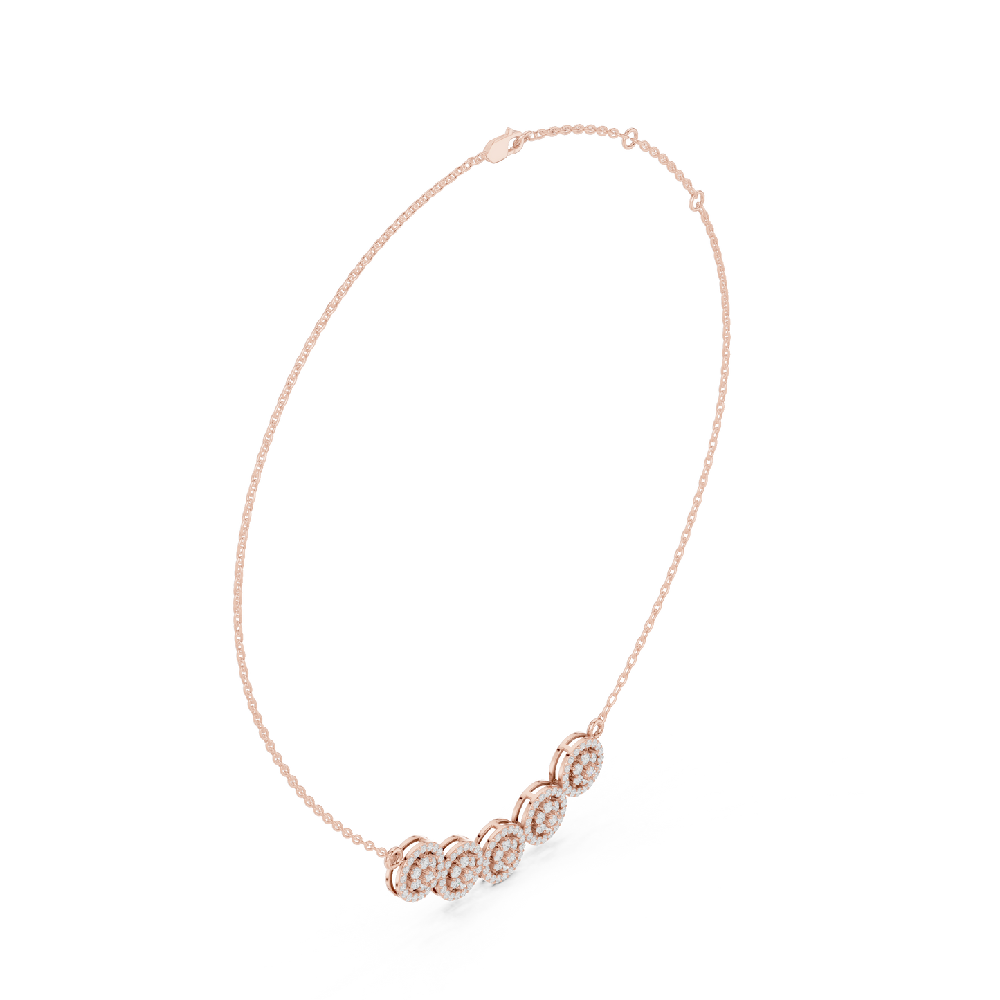 1.07ctw Solid Gold Modern Diamond Mangalsutra 5-Stone Curved Halo Necklace