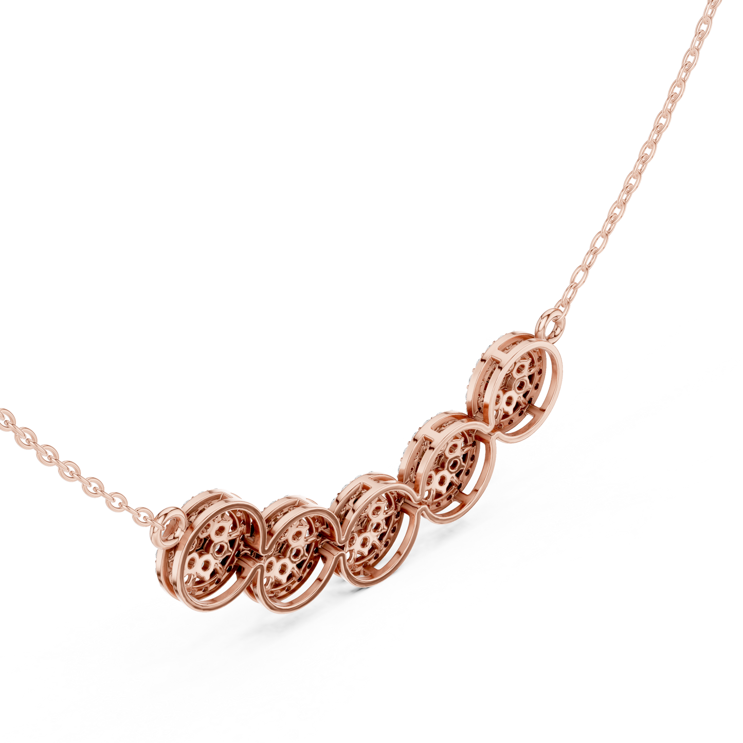 1.07ctw Solid Gold Modern Diamond Mangalsutra 5-Stone Curved Halo Necklace
