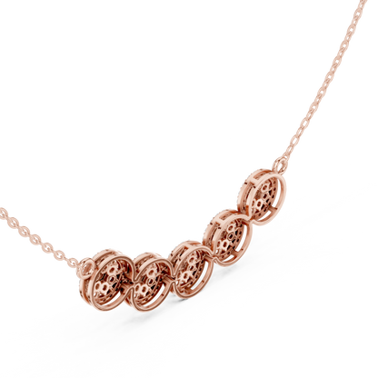 1.07ctw Solid Gold Modern Diamond Mangalsutra 5-Stone Curved Halo Necklace