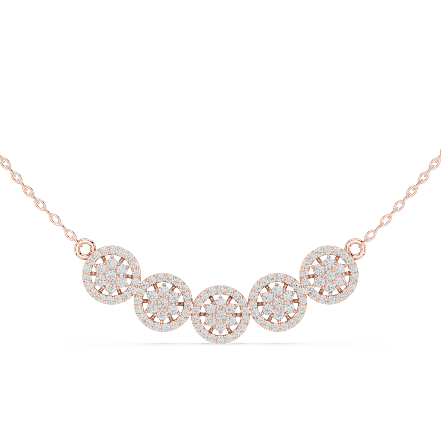 1.07ctw Solid Gold Modern Diamond Mangalsutra 5-Stone Curved Halo Necklace
