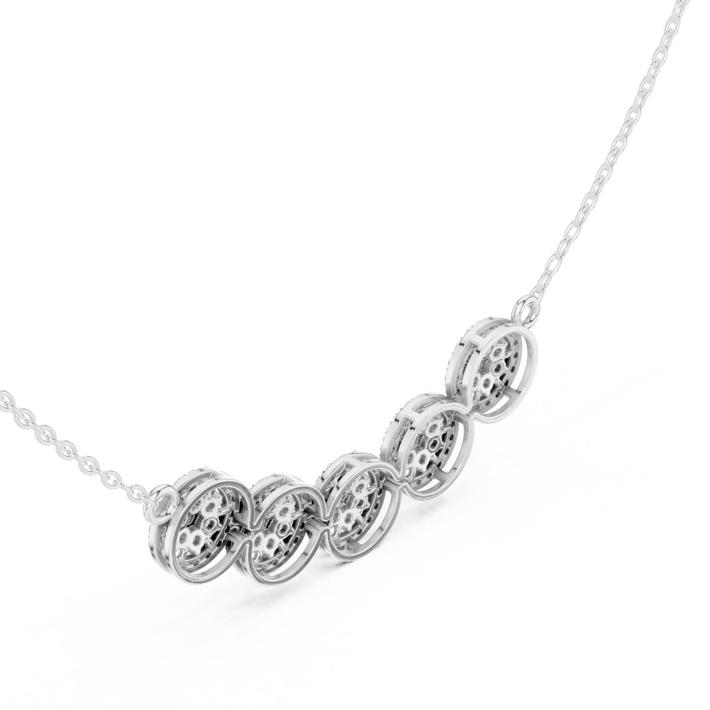 1.07ctw Solid Gold Modern Diamond Mangalsutra 5-Stone Curved Halo Necklace