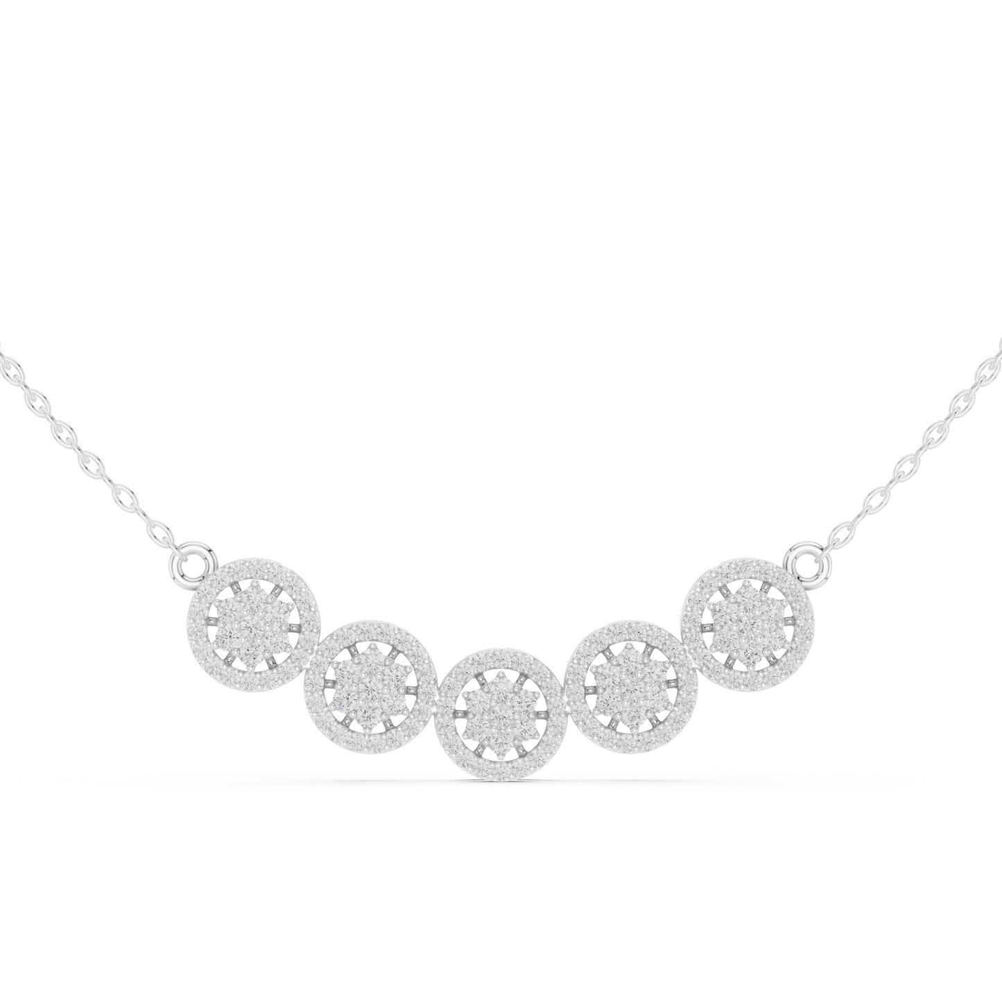 1.07ctw Solid Gold Modern Diamond Mangalsutra 5-Stone Curved Halo Necklace