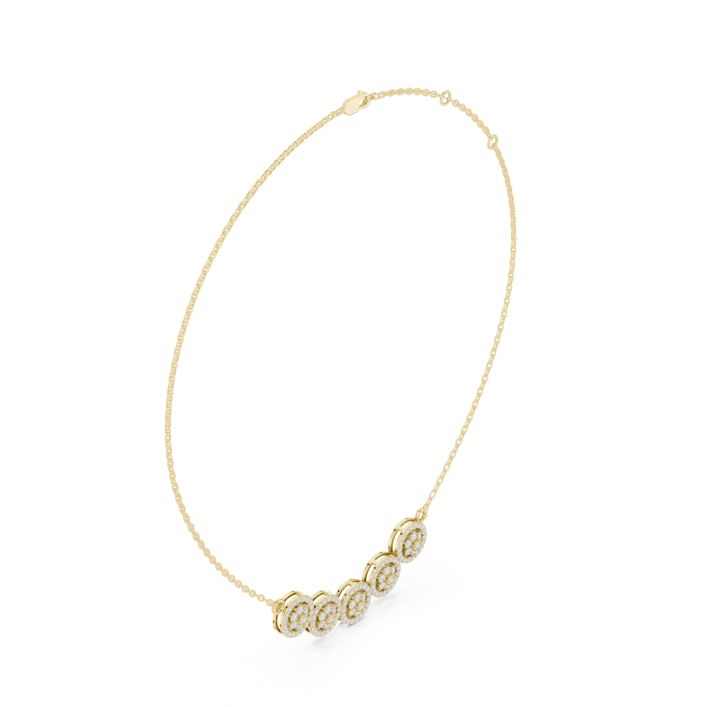 1.07ctw Solid Gold Modern Diamond Mangalsutra 5-Stone Curved Halo Necklace
