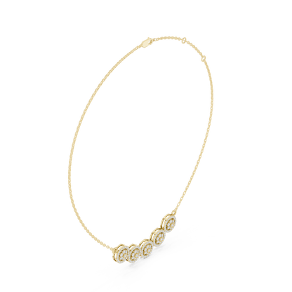 1.07ctw Solid Gold Modern Diamond Mangalsutra 5-Stone Curved Halo Necklace