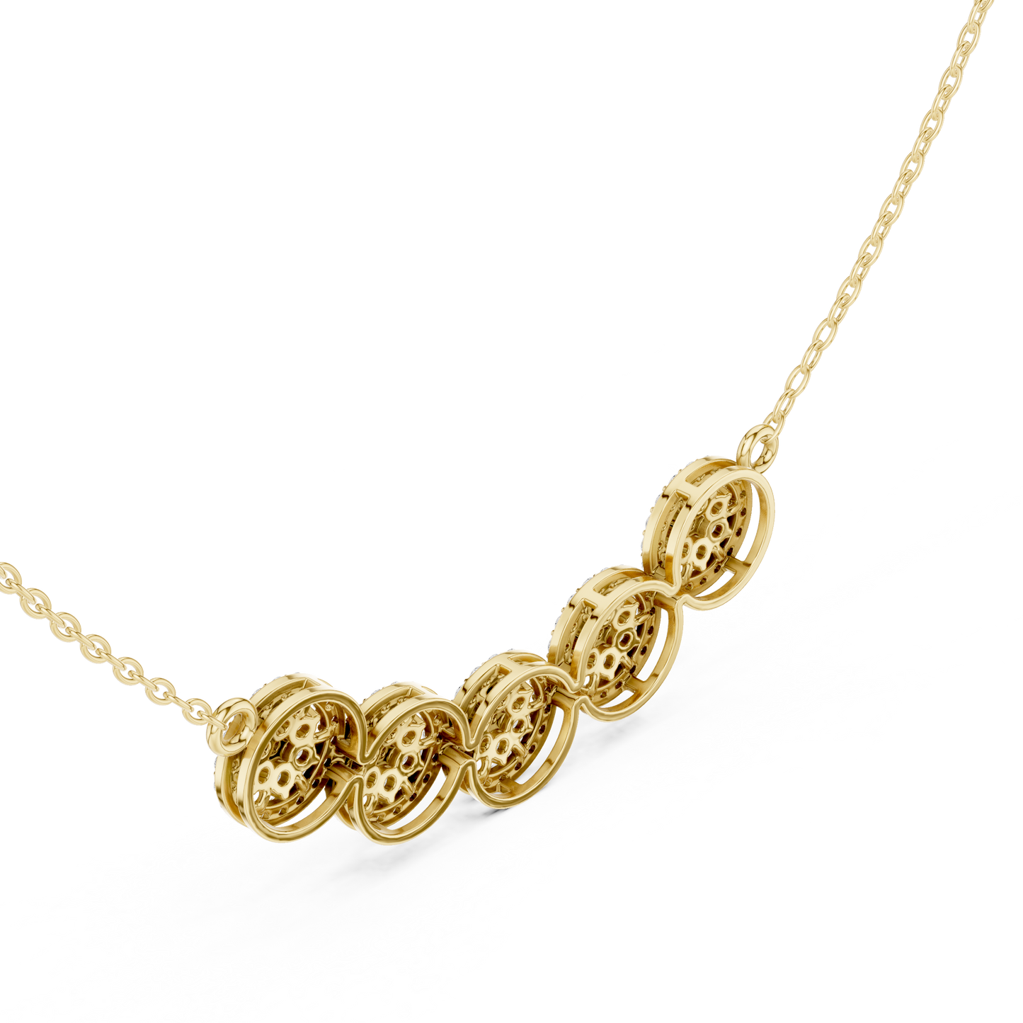 1.07ctw Solid Gold Modern Diamond Mangalsutra 5-Stone Curved Halo Necklace
