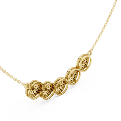 1.07ctw Solid Gold Modern Diamond Mangalsutra 5-Stone Curved Halo Necklace