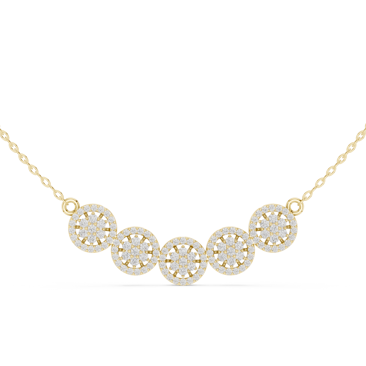 1.07ctw Solid Gold Modern Diamond Mangalsutra 5-Stone Curved Halo Necklace