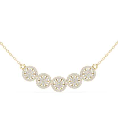 1.07ctw Solid Gold Modern Diamond Mangalsutra 5-Stone Curved Halo Necklace