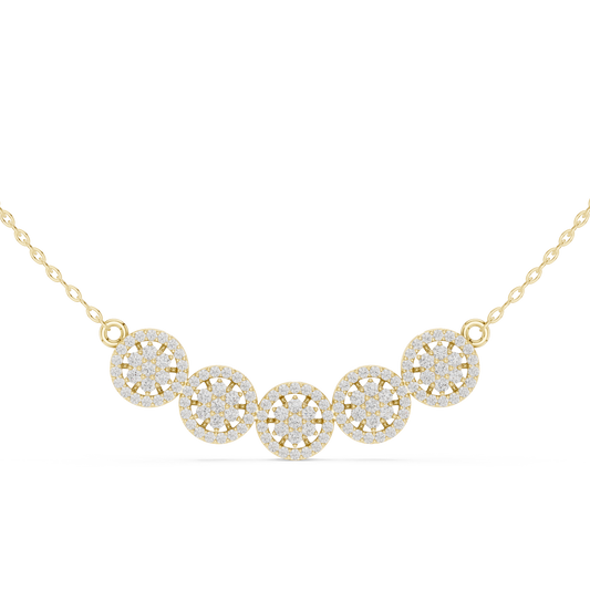 1.07ctw Solid Gold Modern Diamond Mangalsutra 5-Stone Curved Halo Necklace