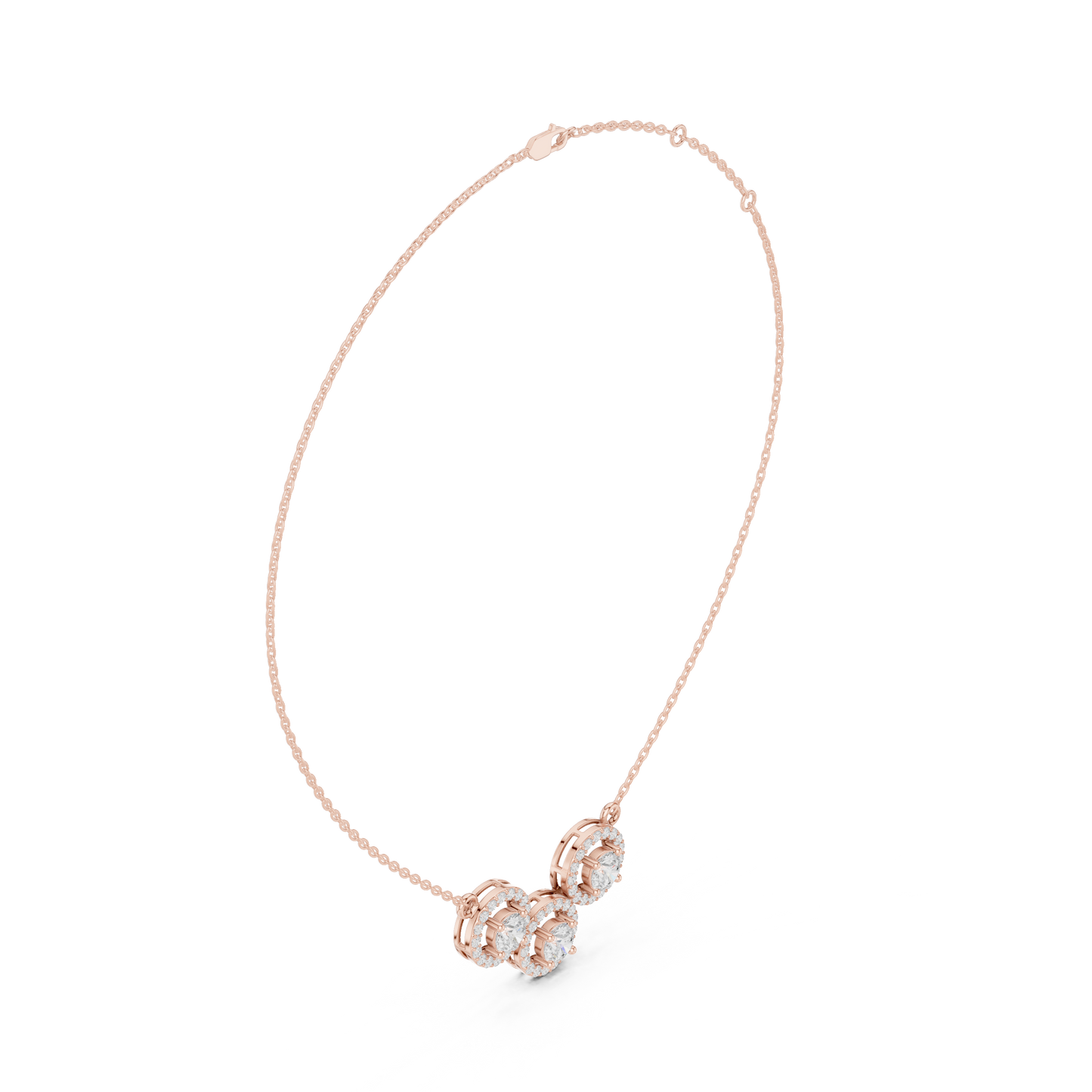 2.27ctw Solid Gold Modern Diamond Mangalsutra 3-Stone Interlocking Halo Necklace