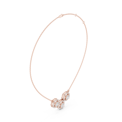 2.27ctw Solid Gold Modern Diamond Mangalsutra 3-Stone Interlocking Halo Necklace