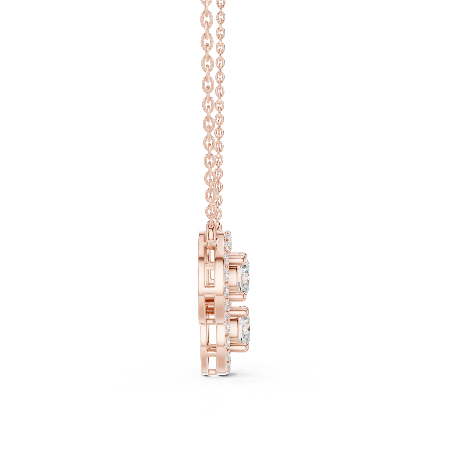 2.27ctw Solid Gold Modern Diamond Mangalsutra 3-Stone Interlocking Halo Necklace