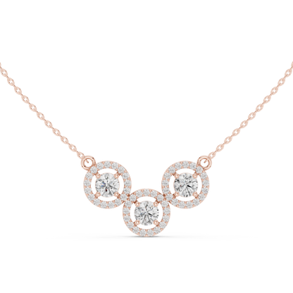 2.27ctw Solid Gold Modern Diamond Mangalsutra 3-Stone Interlocking Halo Necklace