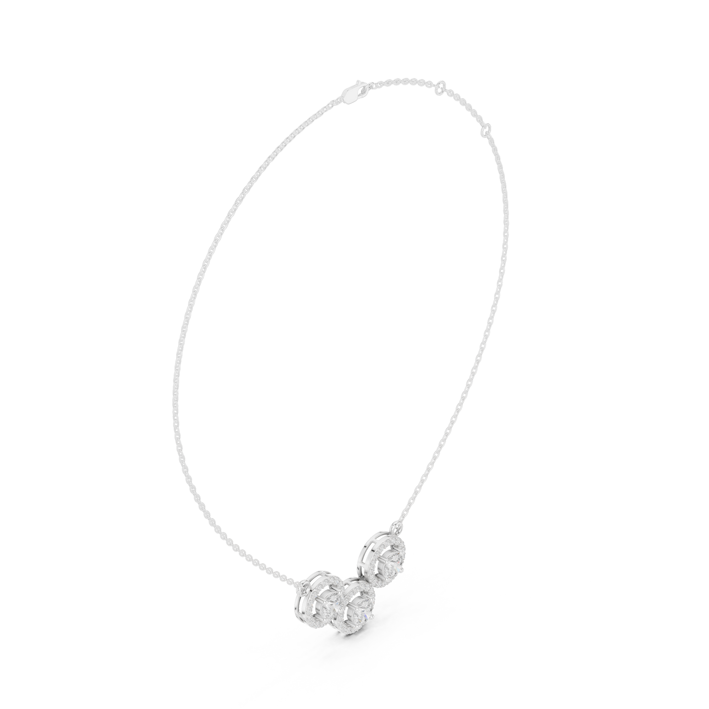 2.27ctw Solid Gold Modern Diamond Mangalsutra 3-Stone Interlocking Halo Necklace