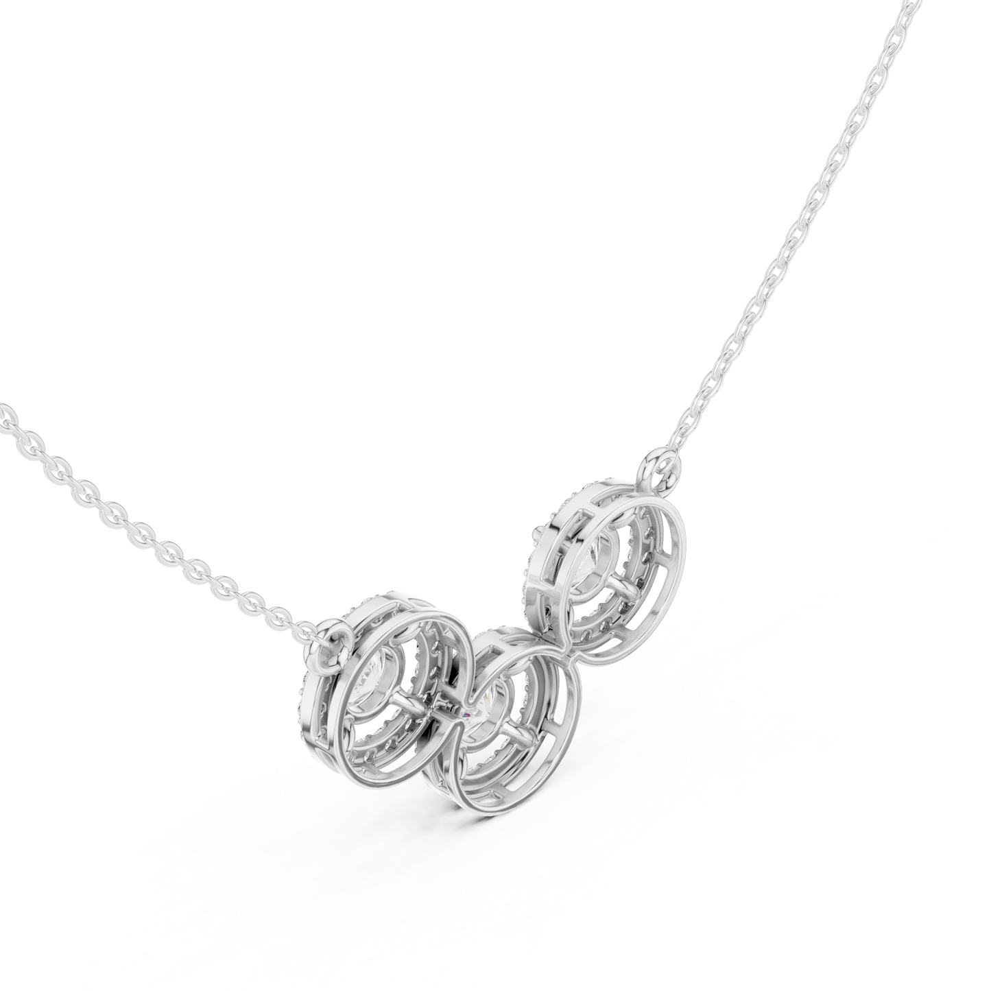 2.27ctw Solid Gold Modern Diamond Mangalsutra 3-Stone Interlocking Halo Necklace
