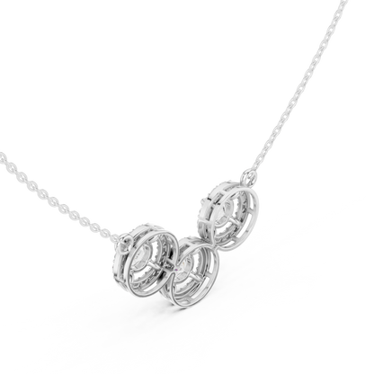 2.27ctw Solid Gold Modern Diamond Mangalsutra 3-Stone Interlocking Halo Necklace