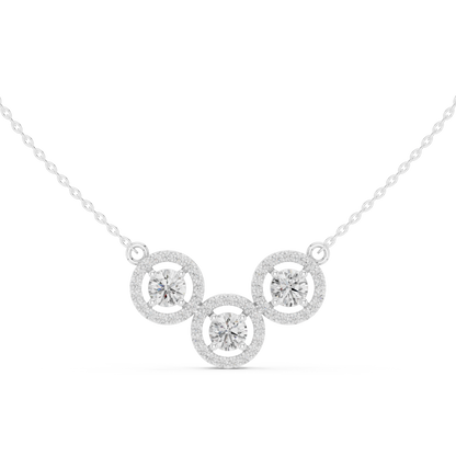 2.27ctw Solid Gold Modern Diamond Mangalsutra 3-Stone Interlocking Halo Necklace