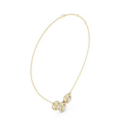 2.27ctw Solid Gold Modern Diamond Mangalsutra 3-Stone Interlocking Halo Necklace