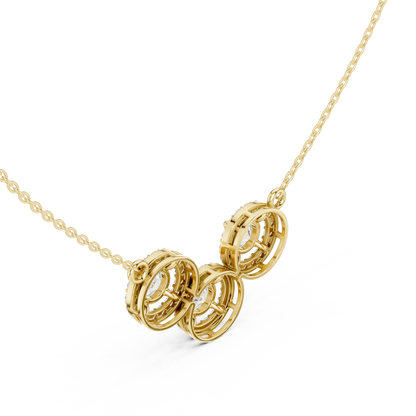 2.27ctw Solid Gold Modern Diamond Mangalsutra 3-Stone Interlocking Halo Necklace