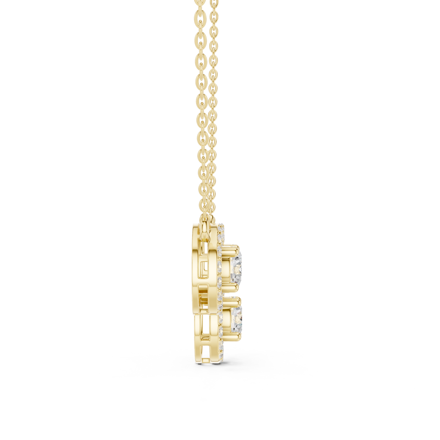 2.27ctw Solid Gold Modern Diamond Mangalsutra 3-Stone Interlocking Halo Necklace