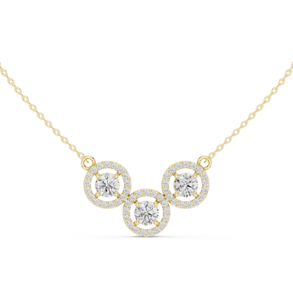2.27ctw Solid Gold Modern Diamond Mangalsutra 3-Stone Interlocking Halo Necklace