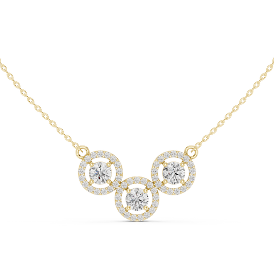 2.27ctw Solid Gold Modern Diamond Mangalsutra 3-Stone Interlocking Halo Necklace