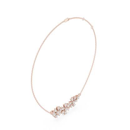 2.22ctw Solid Gold Modern Diamond Mangalsutra Triple Flower Cluster Necklace