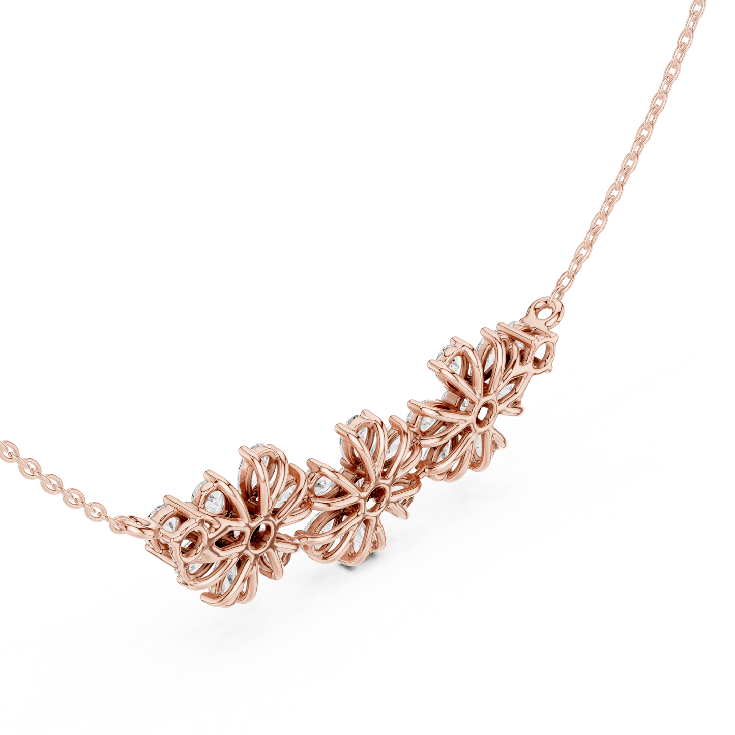 2.22ctw Solid Gold Modern Diamond Mangalsutra Triple Flower Cluster Necklace