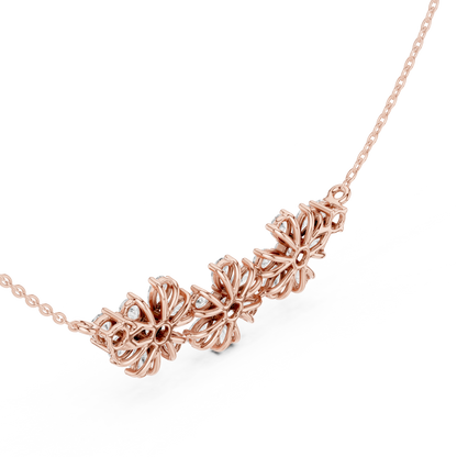 2.22ctw Solid Gold Modern Diamond Mangalsutra Triple Flower Cluster Necklace