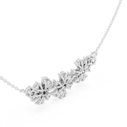 2.22ctw Solid Gold Modern Diamond Mangalsutra Triple Flower Cluster Necklace