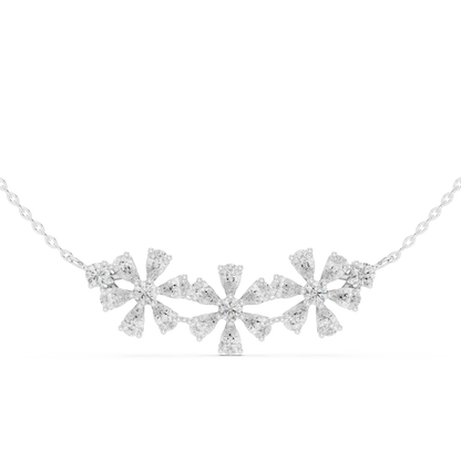 2.22ctw Solid Gold Modern Diamond Mangalsutra Triple Flower Cluster Necklace
