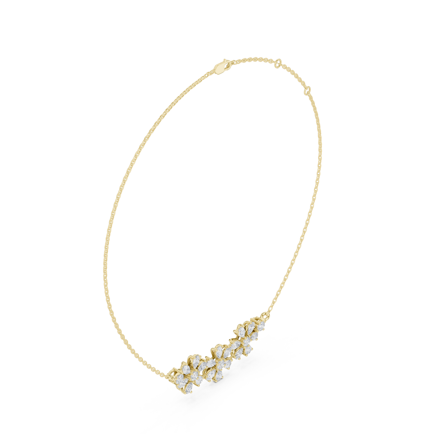 2.22ctw Solid Gold Modern Diamond Mangalsutra Triple Flower Cluster Necklace